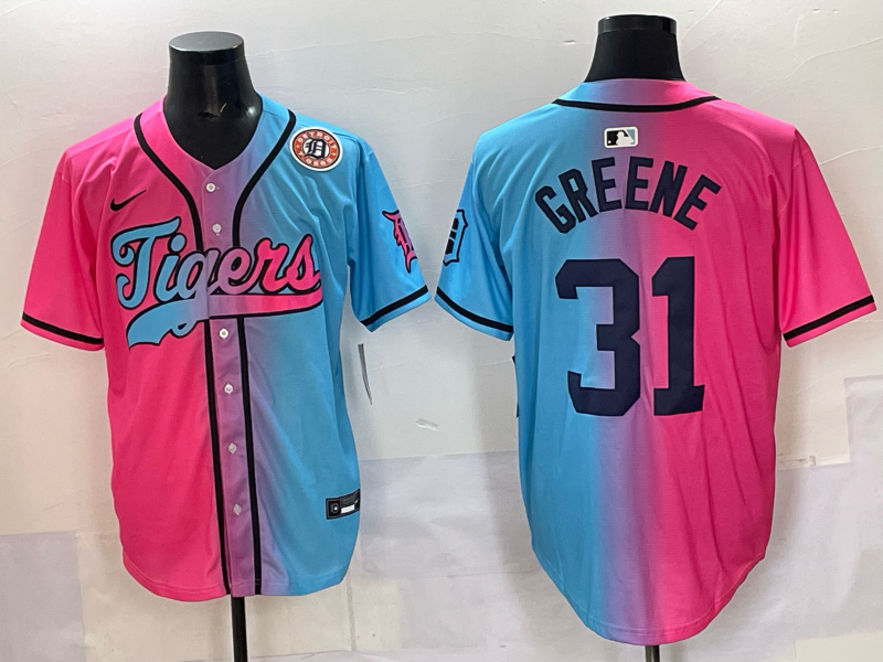 Men 2025 Detroit Tigers #31 Greene Blue pink Game Nike MLB Jersey style 036